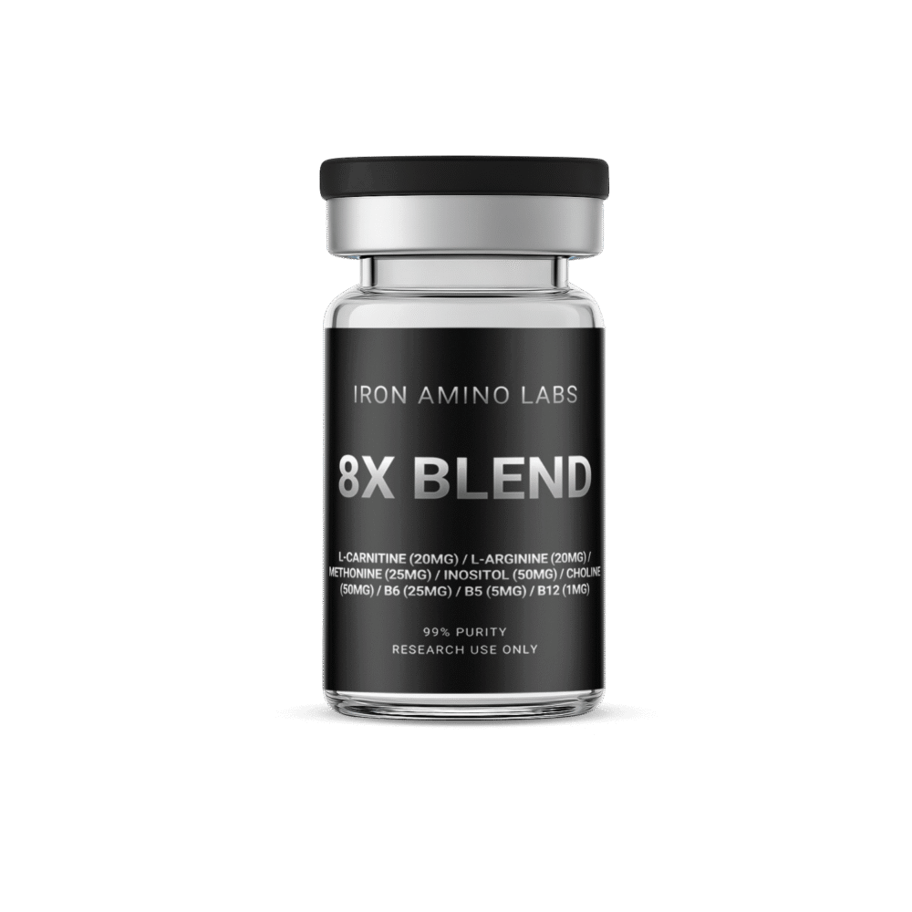 8X Blend L-Carnitine (20mg) / L-Arginine (20mg) / Methonine (25mg) / Inositol (50mg) / Choline (50mg) / B6 (25mg) / B5 (5mg) / B12 (1mg)